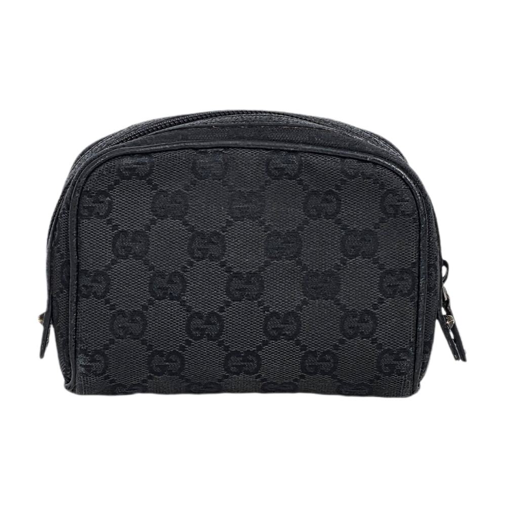GUCCI VINTAGE GG MONOGRAM CANVAS BLACK COSMETIC POUCH – AUTHENTIC – 6" × 4.5"